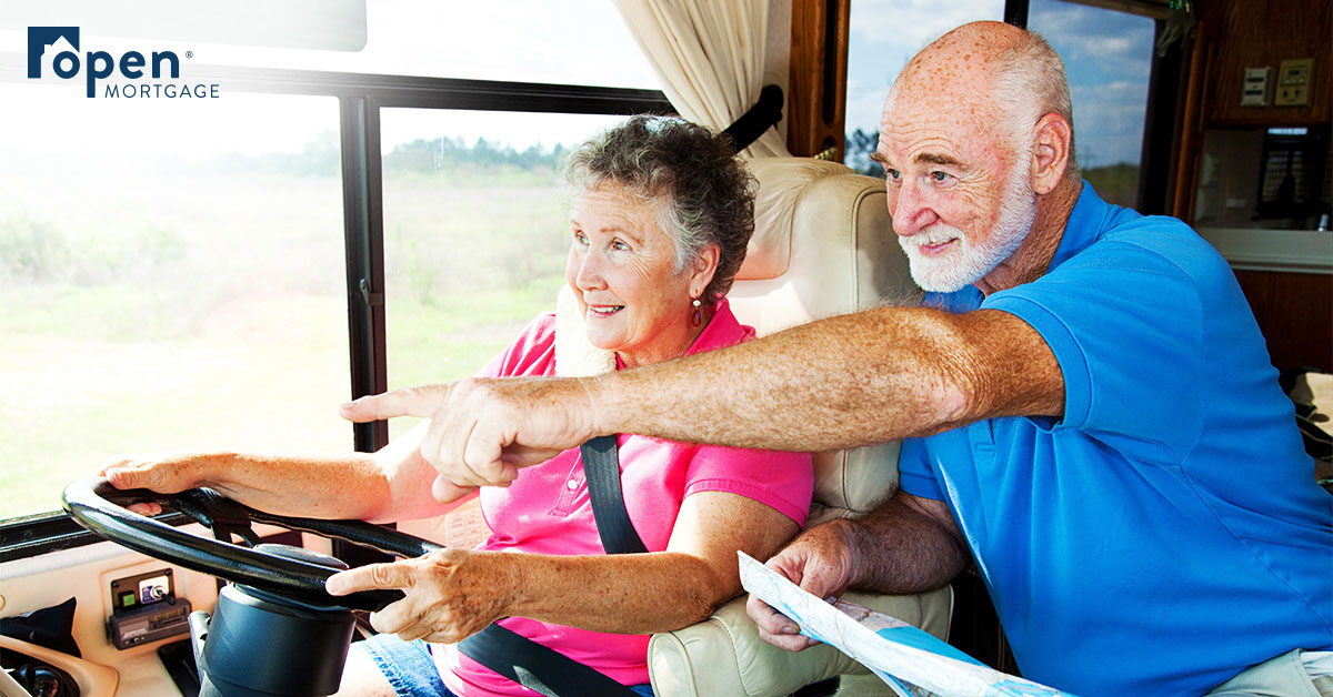 Older couple driving an RV
