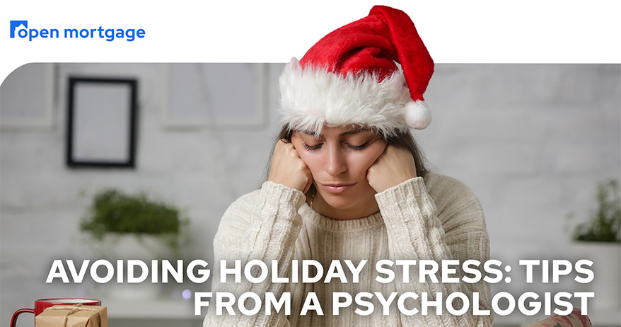 stressed woman with santa hat